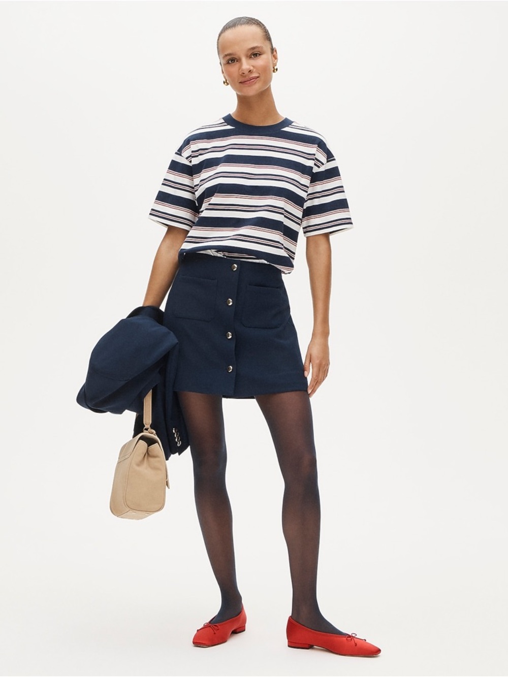 J.Crew Size 10 Fairfax mini button-front skirt in four-season stretch navy - Picture 3 of 12